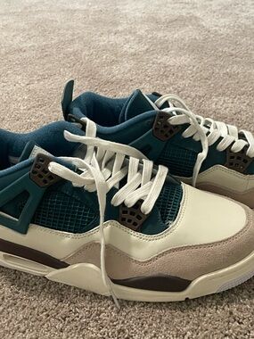 Jordan 4 x KNCW Snorlax Sneakers - Teal, Cream, Navy